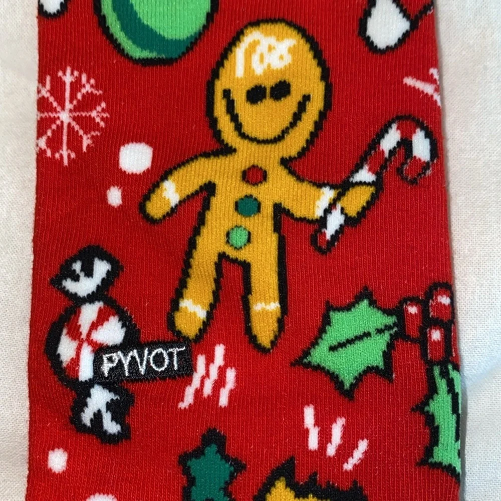 Red Gingerbread Holiday Socks